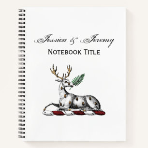 Deer Stag with Fern Heraldic Crest Emblem Notebook