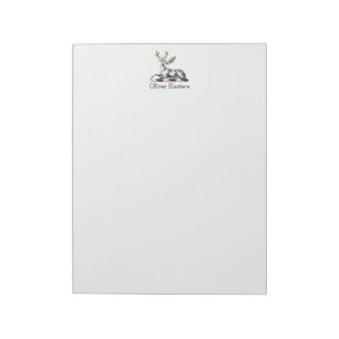 Deer Stag with Fern Heraldic Crest Emblem Notepad