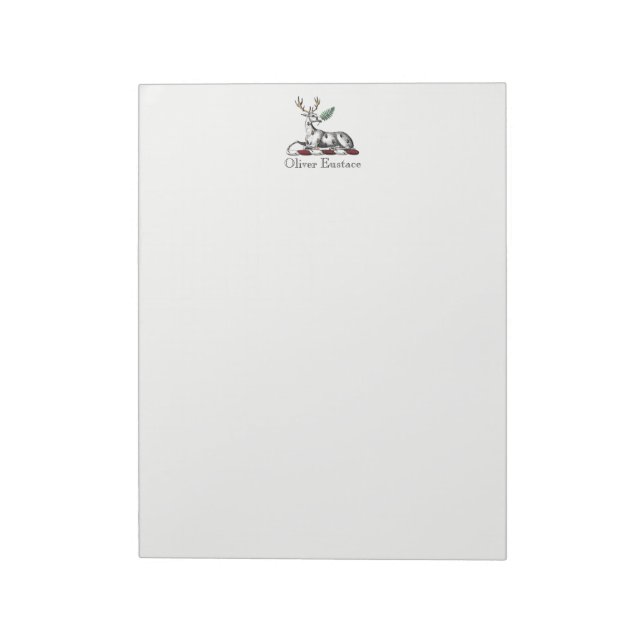 Deer Stag with Fern Heraldic Crest Emblem Notepad (Rotated)