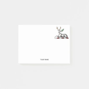 Deer Stag with Fern Heraldic Crest Emblem Post-it Notes