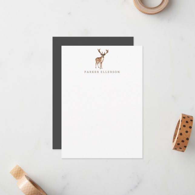 Deer Stationery - Men and Boys - Buck Note Cards (Front/Back In Situ)
