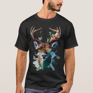 Deer sunglasses vacation sun nature forest hiking T-Shirt