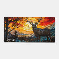 Deer Sunset Woodland Mountains Personalized Name