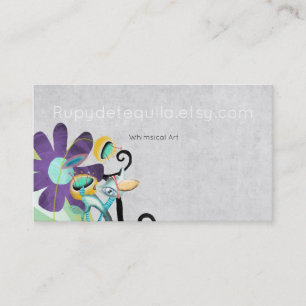 Deer Swirls Purple Flower Grey Background Business Card