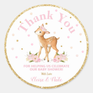 Deer Thank You Sticker Labels Baby Shower Favours