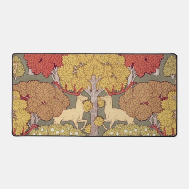 Deer &Tree Squirrel Bird Rowan Berries Art Nouveau (Recto)