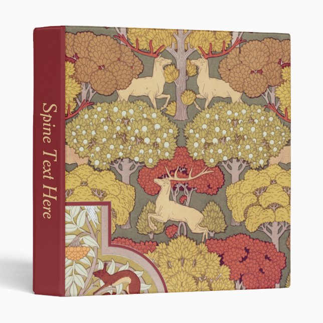 Deer &Tree,Squirrel,Bird,Rowan Berries Art Nouveau Binder (Front/Spine)