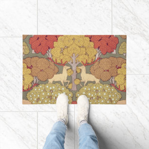 Deer &Tree Squirrel Bird Rowan Berries Art Nouveau Doormat