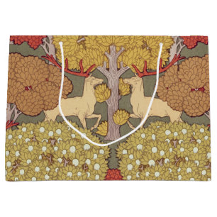 Deer &Tree Squirrel Bird Rowan Berries Art Nouveau Large Gift Bag