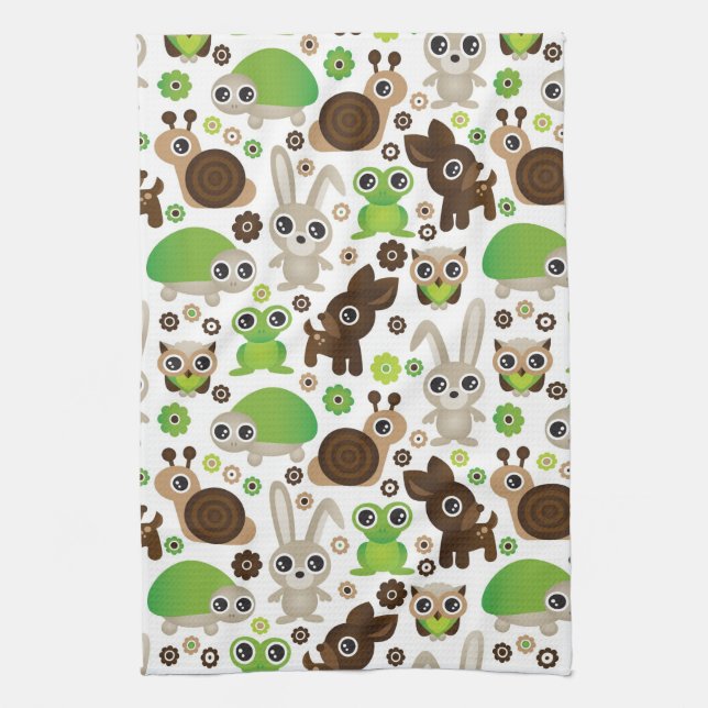 deer turtle bunny animal wallpaper kitchen towel (Vertical)