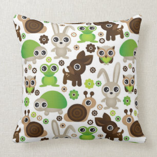 deer turtle bunny animal wallpaper throw pillow