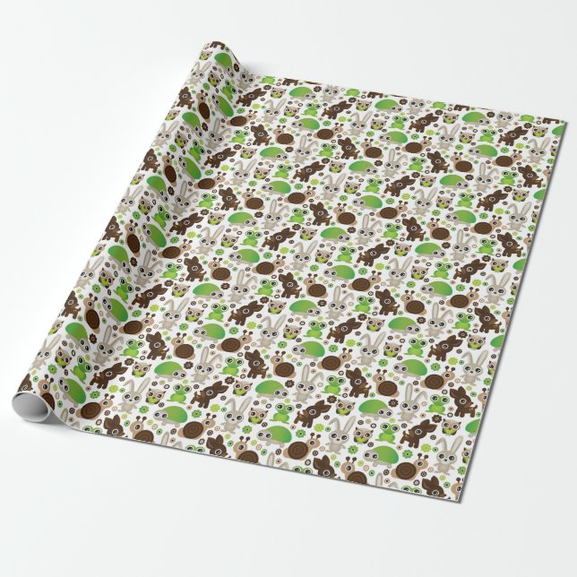 deer turtle bunny animal wallpaper wrapping paper (Unrolled)
