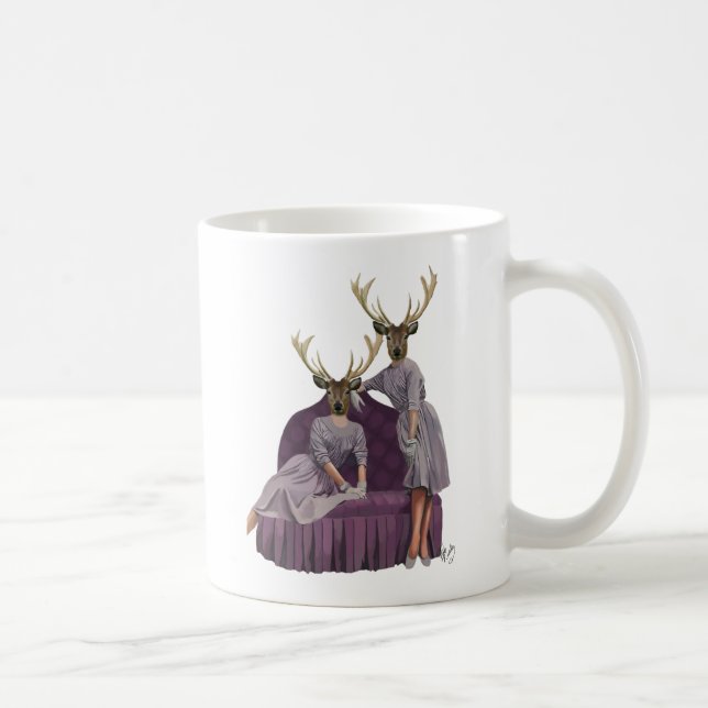 Deer Twins in Purple Coffee Mug (Right)