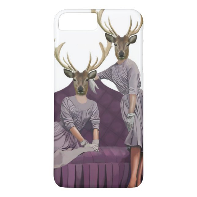 Deer Twins in Purple Dresses.jpg Case-Mate iPhone Case (Back)