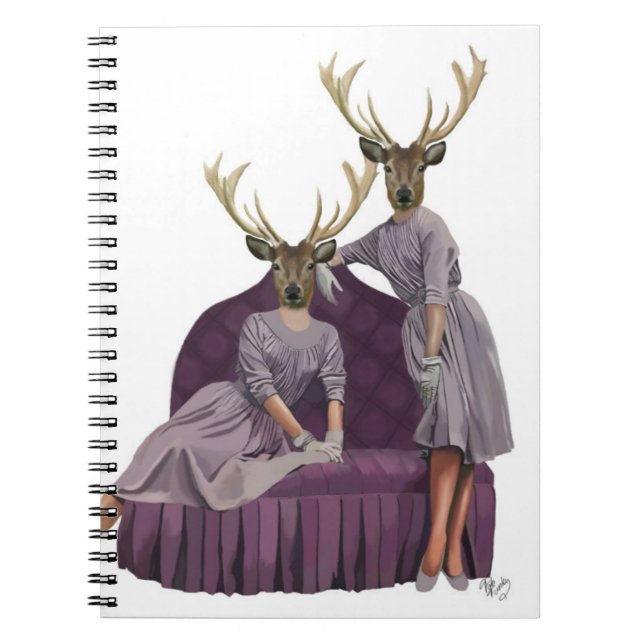 Deer Twins in Purple Dresses.jpg Notebook (Front)