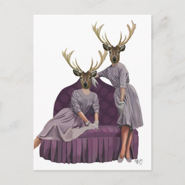 Deer Twins in Purple Dresses.jpg Postcard (Front)