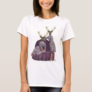 Deer Twins in Purple T-Shirt