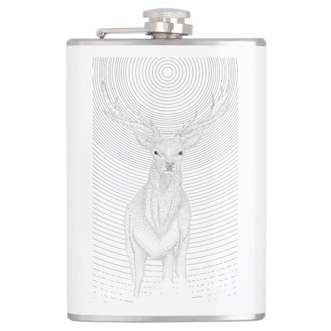 Deer under the night sky hip flask (Front)