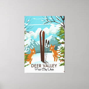 Deer Valley Park City Utah ski Travel poster Canvas Print