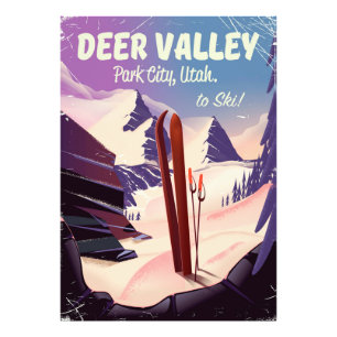 Deer Valley, Park City, Utah, Ski travel poster. Photo Print