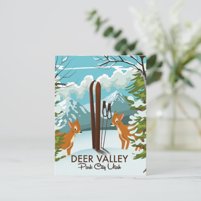 Deer Valley Park City Utah ski Travel poster Postcard (Standing Front)