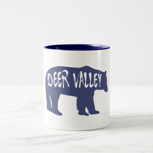 Deer Valley Utah Bear Two-Tone Coffee Mug (Center)