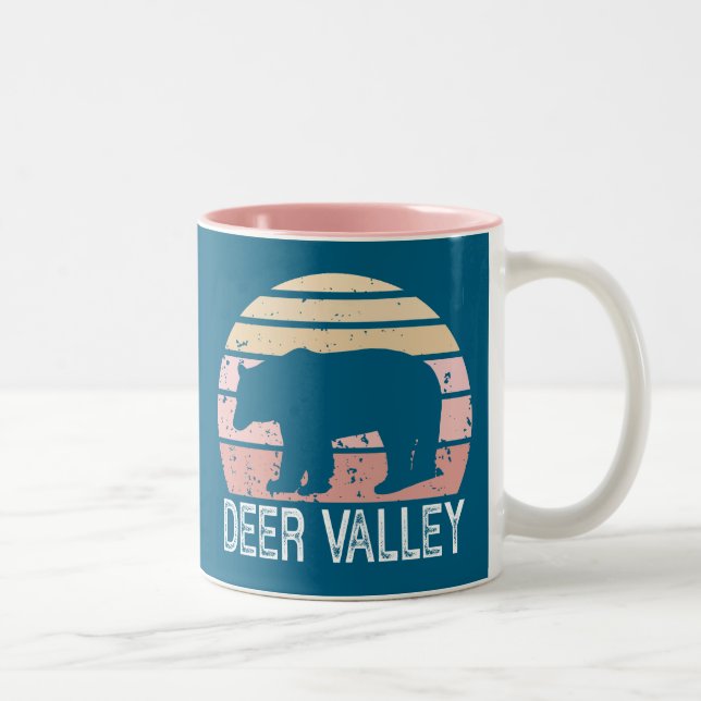 Deer Valley Utah Retro Bear Two-Tone Coffee Mug (Right)
