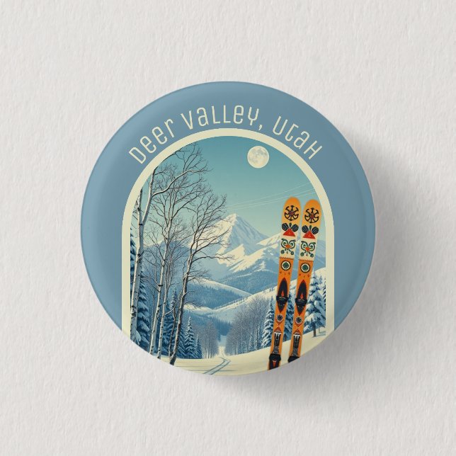 Deer Valley Utah ski area souvenir  1 Inch Round Button (Front)