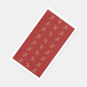 Deer Walking Festive Pattern Red Brown Background Napkin