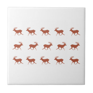 Deer Walking Festive Pattern  Tile