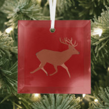 Deer Walking Festive Red Brown Background