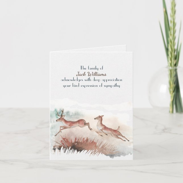 Deer Watercolor for Sympathy Thank You Card (Front)