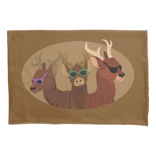 Deer Wearing Sunglasses Pillowcase (Front)