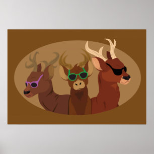 Deer Wearing Sunglasses Poster