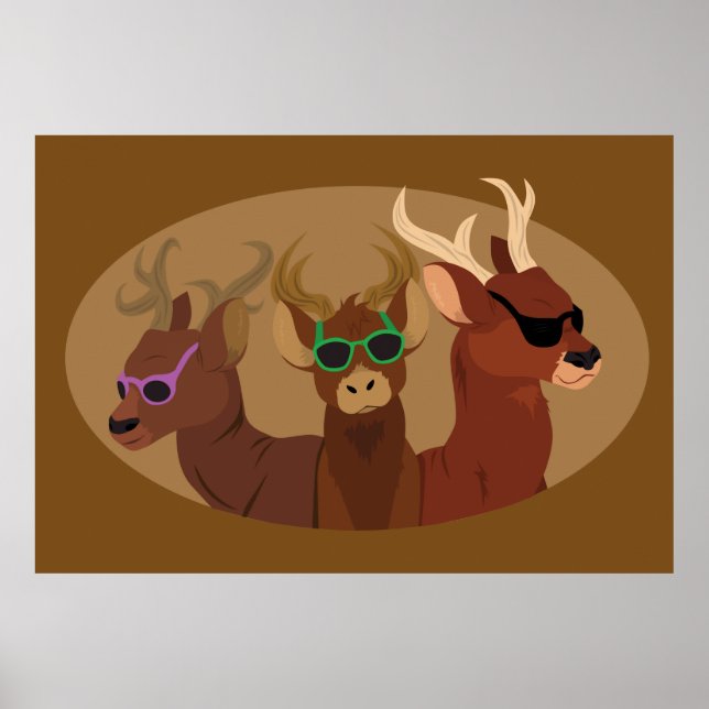 Deer Wearing Sunglasses Poster (Front)