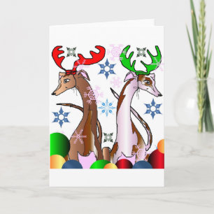 Deer Whippets Holiday Card