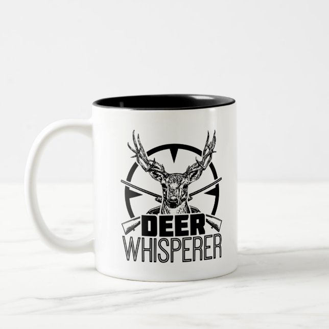 Deer Whisperer Funny Buck Hunter Whitetail Hunting Two-Tone Coffee Mug (Left)