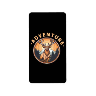 Deer - Wildness - Camping - Adventure Label