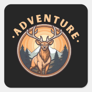 Deer - Wildness - Camping - Adventure Square Sticker