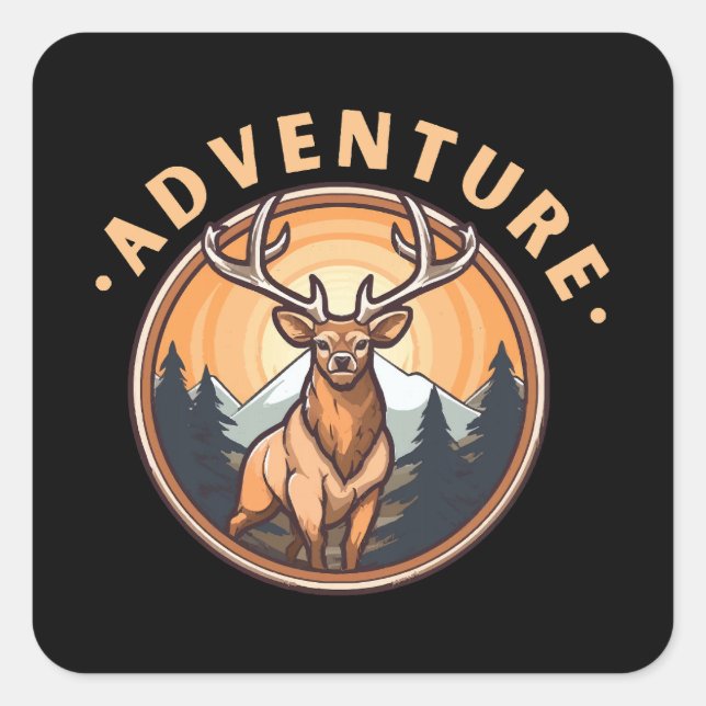 Deer - Wildness - Camping - Adventure Square Sticker (Front)
