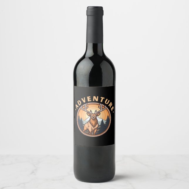 Deer - Wildness - Camping - Adventure Wine Label (Front)