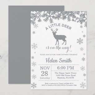Deer Winter Baby Shower Snowflake Invitation