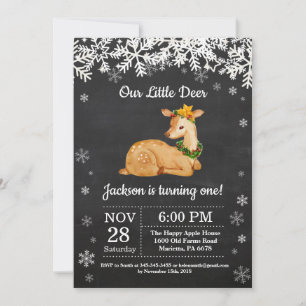 Deer Winter Boy Birthday Invitation