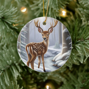 Deer Winter Ceramic Ornament