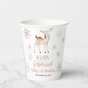 Deer Winter ONEderland 1st Birthday Rose Gold Paper Cups