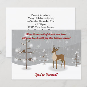 Deer Winter Scène Fête Invitations