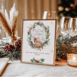 Deer Winter Woodland Baby Shower Custom Sign