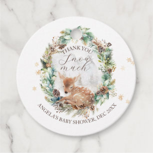 Deer Winter Woodland Cold Outside Baby Shower Favour Tags