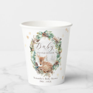 Deer Winter Woodland Cold Outside Baby Shower Paper Cups