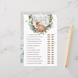 Deer Winter Woodland Mom or Dad Baby Shower Game
